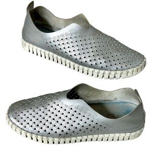 Ilse Jacobsen Silver Slip-On Sneakers - Sz 10